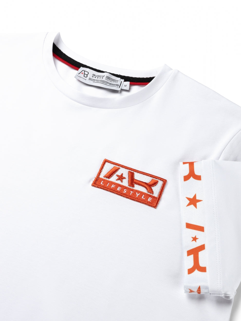 Neon Flag Tee | White / Dragon Fire