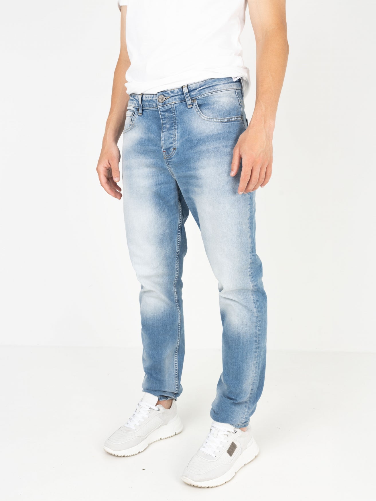 Slim-Fit Denim Jeans Paint | Dark Blue | Mid Blue