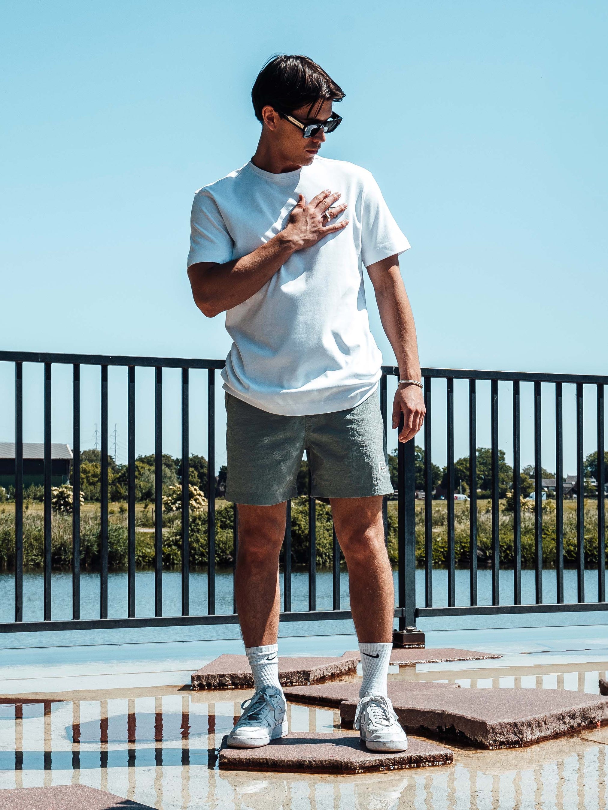 Ink Tee (Ocean) | Bright White / Desert Sage