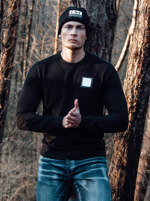 Loose-Fit Metal Crewneck | Jet Black
