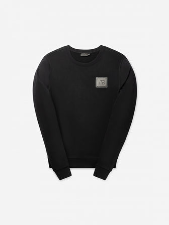 Loose-Fit Metal Crewneck | Jet Black