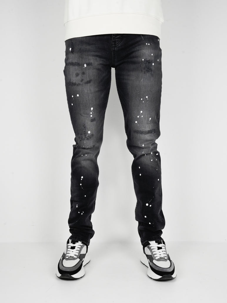 Slim-Fit Denim Jeans Paint | Dark Blue | Jet Black