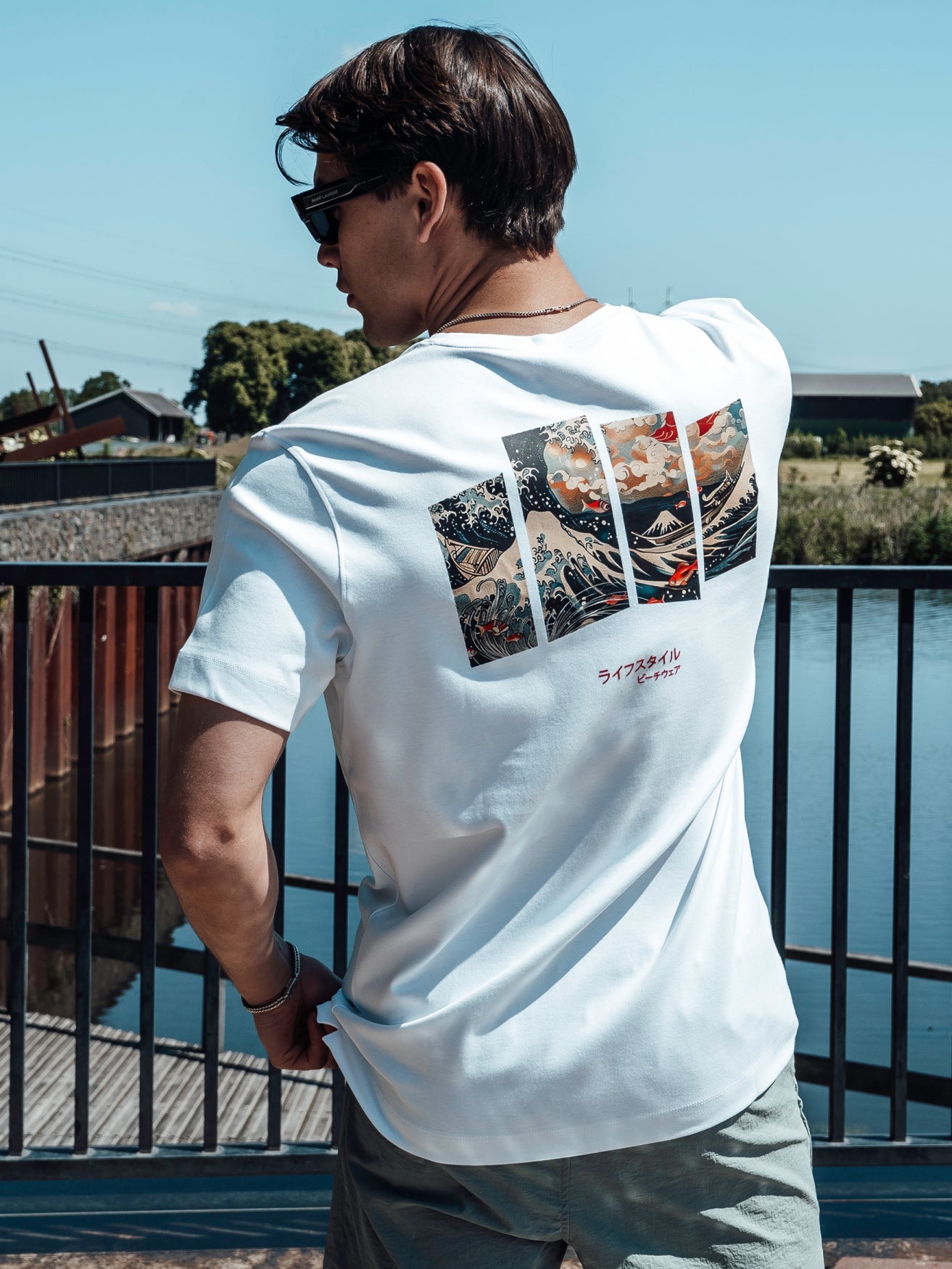 Ink Tee (Ocean) | Bright White / Desert Sage