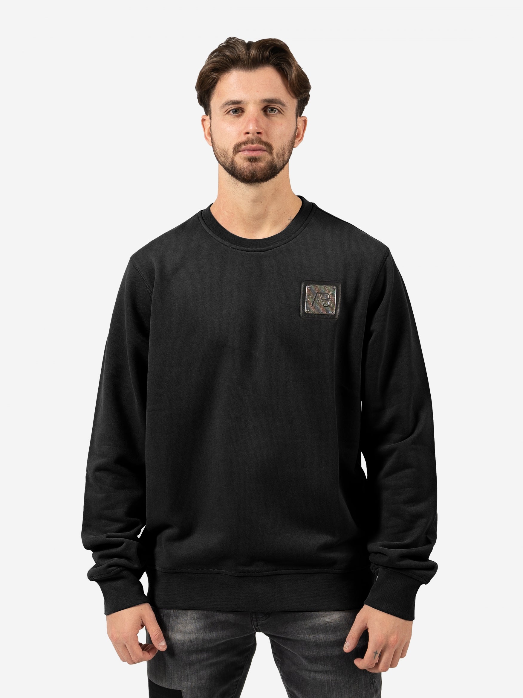 Loose-Fit Metal Crewneck | Jet Black