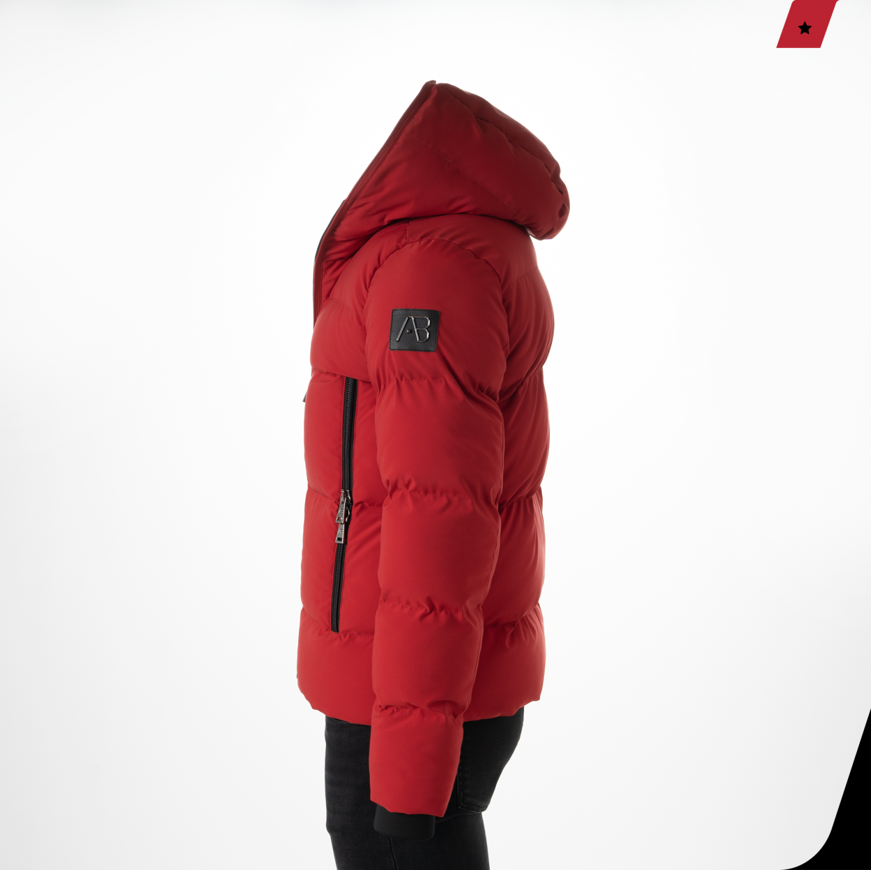 Hooded Down Jacket | Red - AB Lifestyle